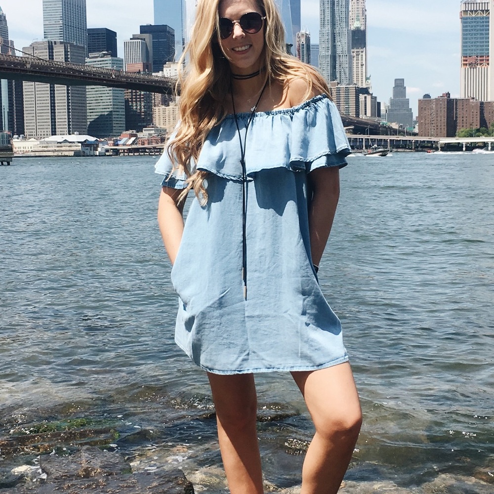 Off Shoulder Chambray Zara Dress